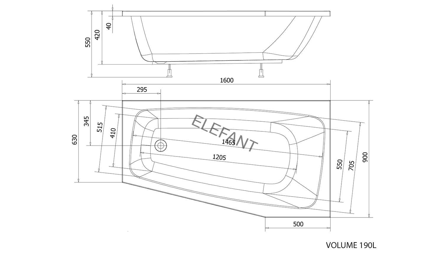 BEROUNKA rohová vana 160x90x42cm, pravá, bílá